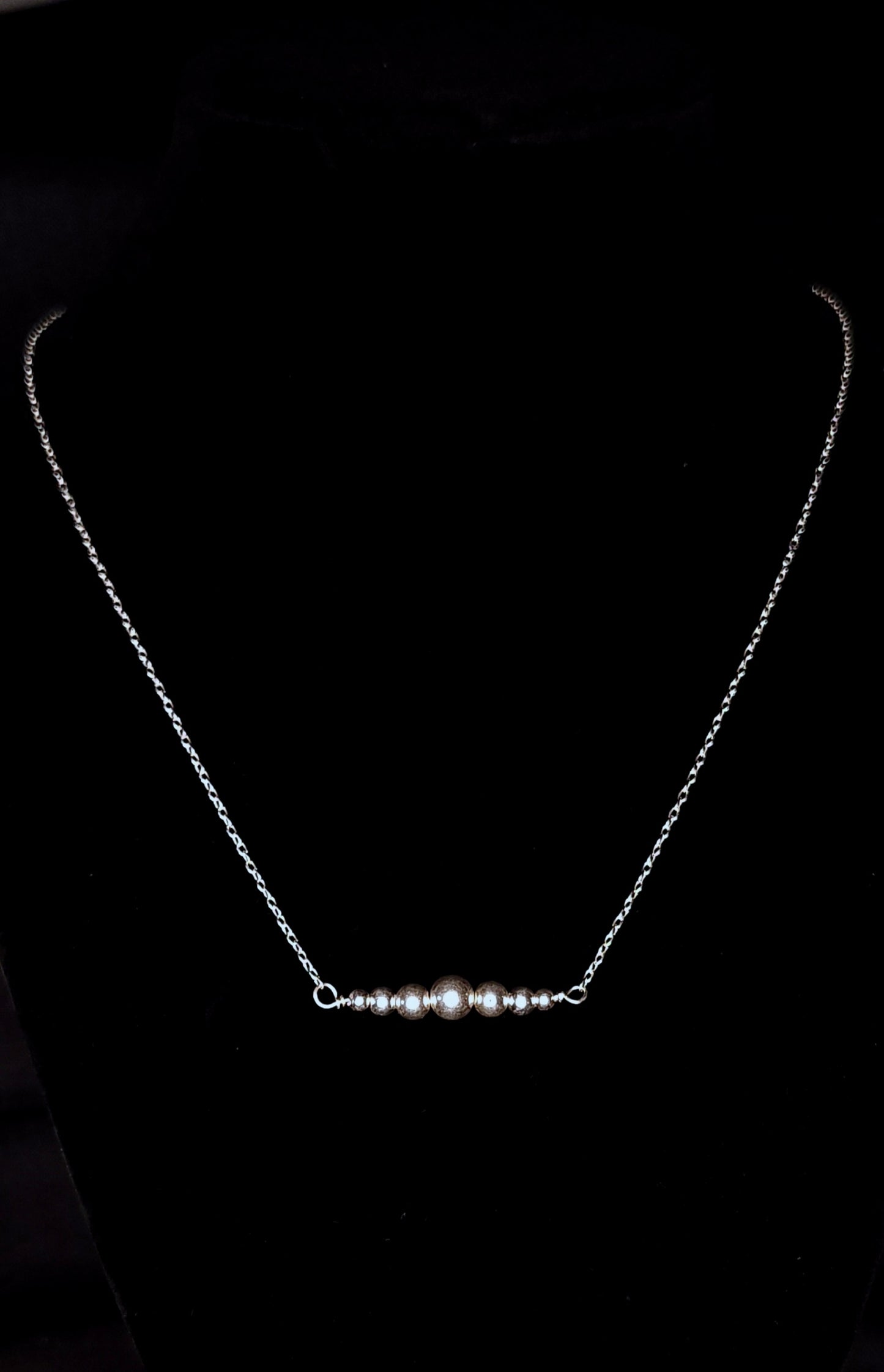 Silver Pearl Bar Necklace