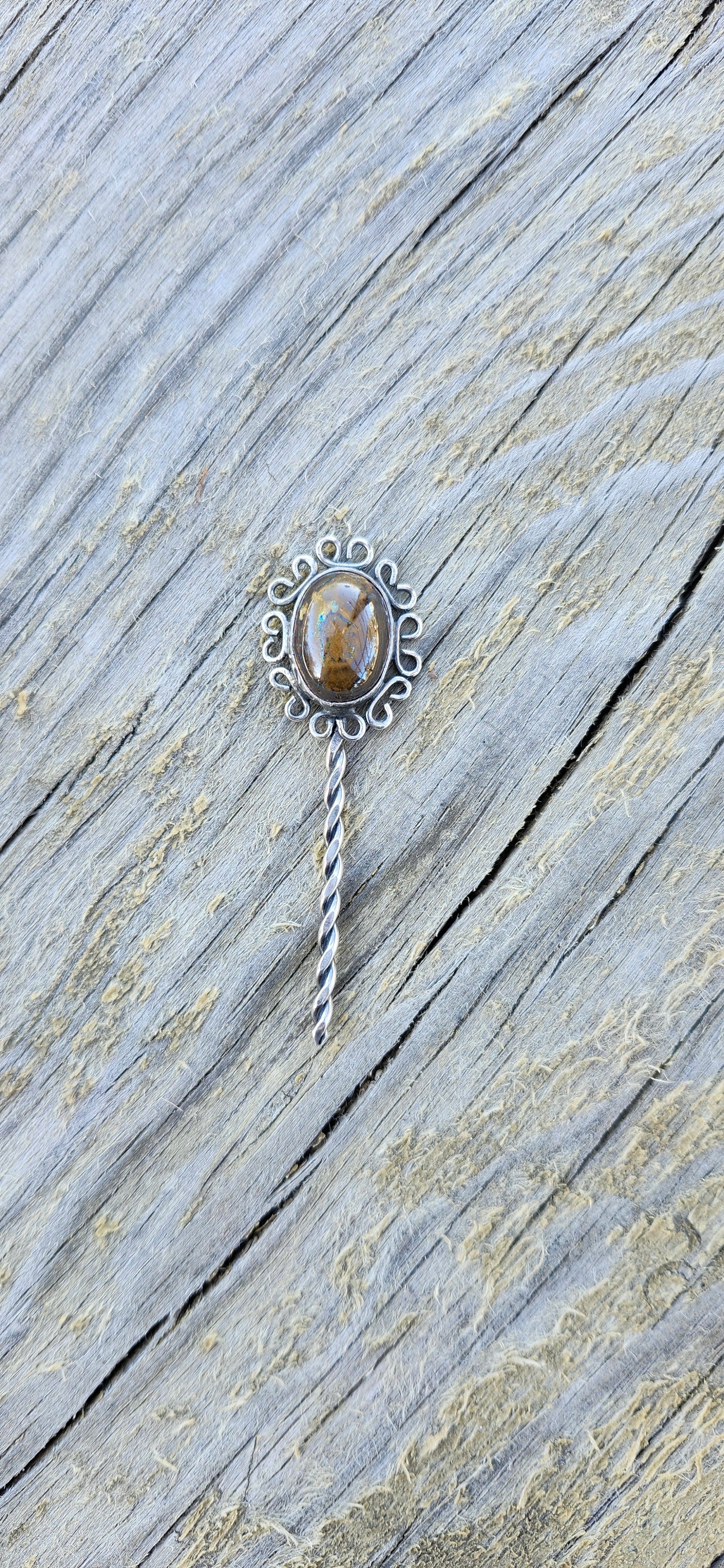 Australian opal hat pin