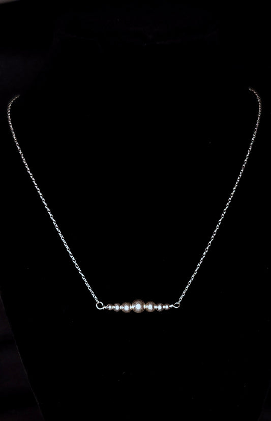 Silver Pearl Bar Necklace