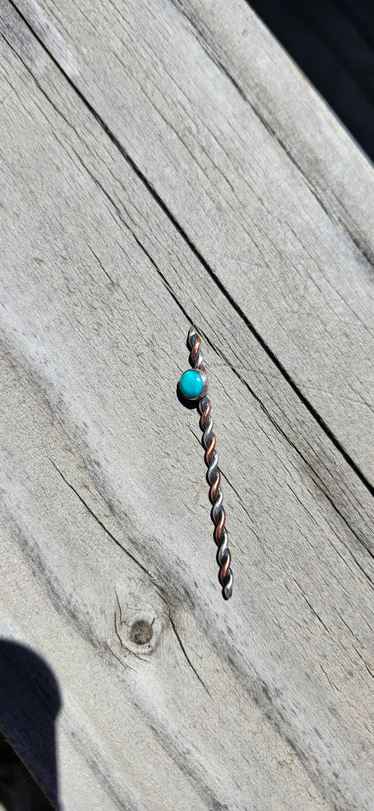 Marriage of Metal hat pin with Turquoise